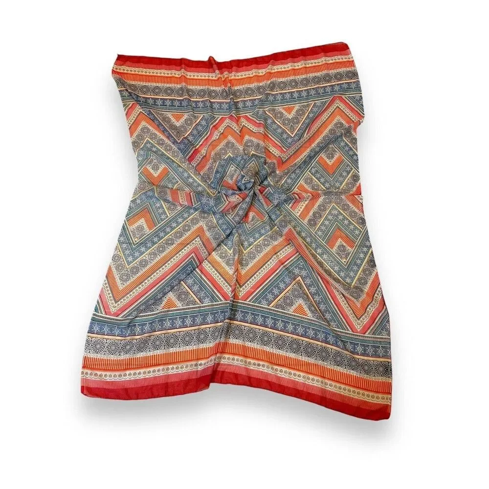 Red & Blue Paisley Rectangular Scarf 44.5